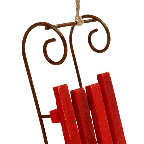 Produkt Sanie drewniane do zawieszenia czerwone 12cm x 4,5cm x 3,5cm 6 szt
