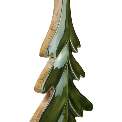 Drewniana choinka dekoracyjna w kolorze zielonym połysk 23,5×5×60cm