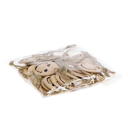 Produkt Drewniana zawieszka Emoticon Emoticon® Ø4cm naturalna 24 szt