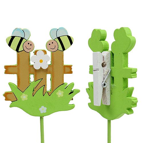 Floristik24 Drewniany płotek wtyczkowy ze zwierzętami 6,5cm osełka. 12szt.