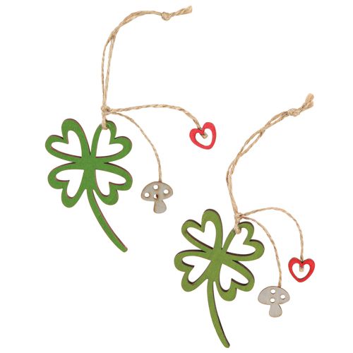 Produkt Drewniana zawieszka sylwestrowa koniczyna kolorowa 5x0,5x8cm 12 szt