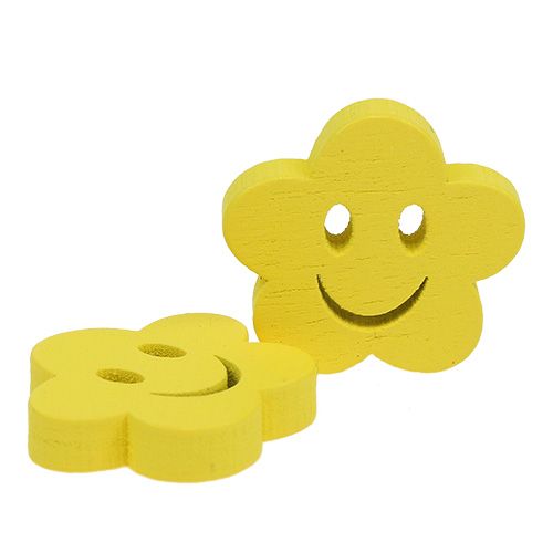 Floristik24 Kwiat drewniany z buzią żółty 2,5cm 48 szt