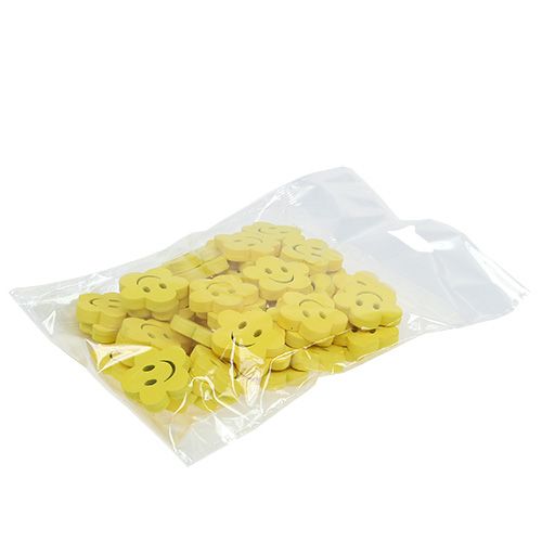 Floristik24 Kwiat drewniany z buzią żółty 2,5cm 48 szt