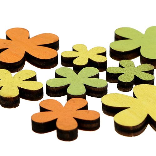 Floristik24 Kwiatek drewniany 2-3,5cm Pomarańczowy, Zielony, Żółty 36szt.