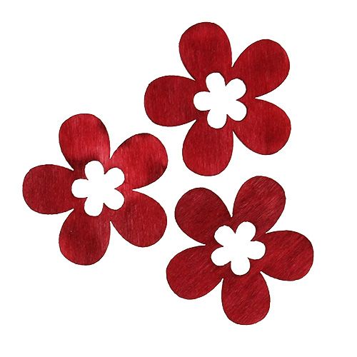Floristik24 Kwiaty drewniane czerwone 4cm 72 szt