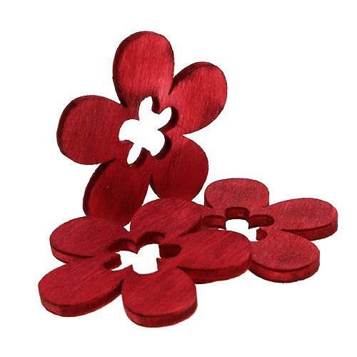 Floristik24 Kwiaty drewniane czerwone 4cm 72 szt