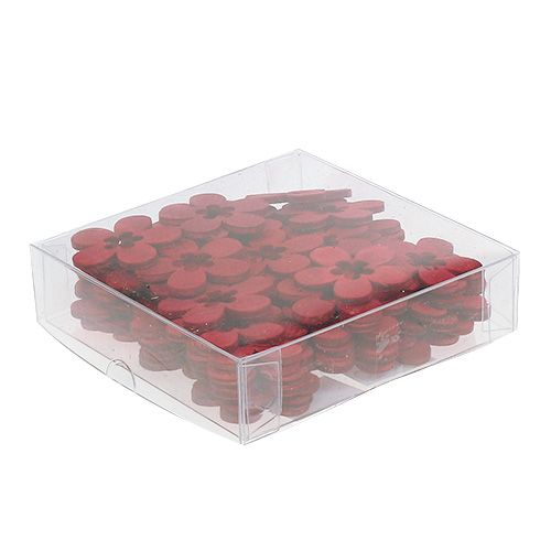 Floristik24 Kwiaty drewniane czerwone 4cm 72 szt