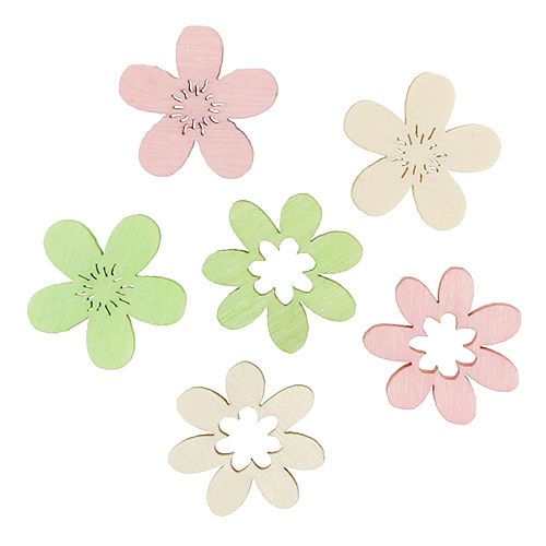 Floristik24 Kwiaty drewniane rozsypane Ø2cm pastelowe asortyment. 144szt.