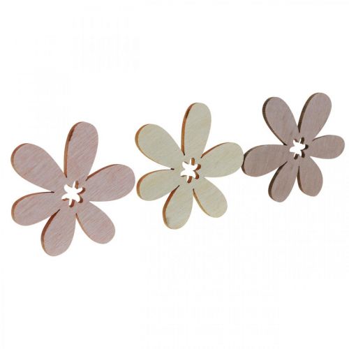 Floristik24 Kwiaty drewniane rozproszone dekoracja kwiaty drewniane beżowy/żółty/różowy Ø4cm 72 szt