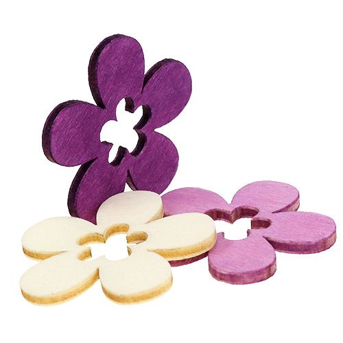 Floristik24 Różne drewniane kwiaty. Fioletowy, biały 4cm 72 szt