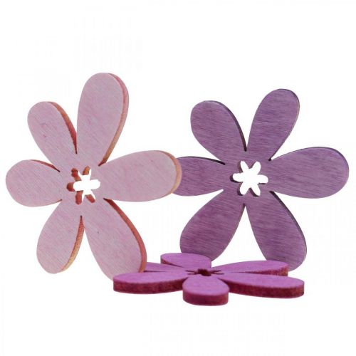 Drewniane kwiaty rozproszone dekoracja kwiaty drewno fioletowo/fioletowo/różowy Ø4cm 72szt