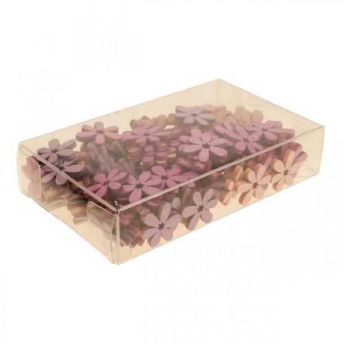 Floristik24 Drewniane kwiaty rozproszone dekoracja kwiaty drewno fioletowo/fioletowo/różowy Ø2cm 144szt
