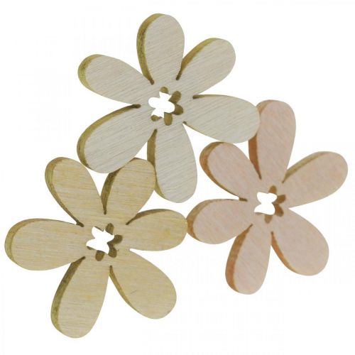 Produkt Drewniane kwiaty rozproszone dekoracje kwiaty drewniane pomarańczowe/różowe/białe 2cm 144 szt
