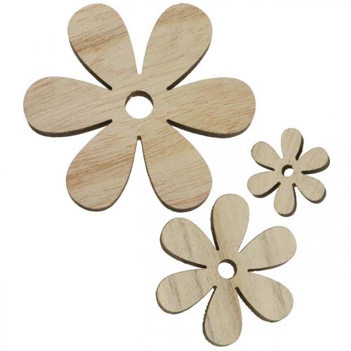 Produkt Drewniane kwiaty rozproszone dekoracja deco kwiaty drewno Ø2,5–6,5 cm 29szt