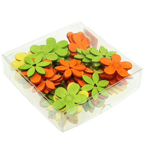 Floristik24 Kwiaty drewniane 4cm kolorowe dol. 72 szt