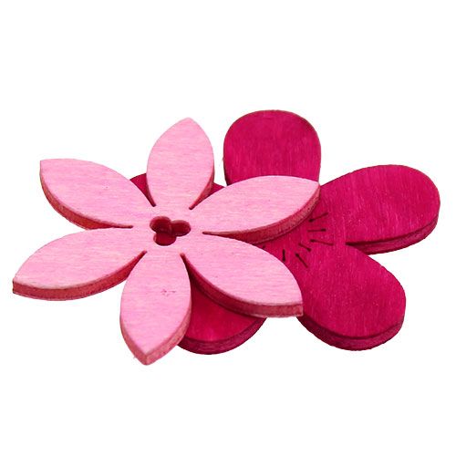 Floristik24 Kwiaty drewniane 4cm różowe asst. 72 szt