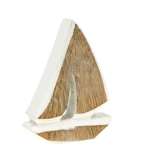 Floristik24 Deco boat drewno mango naturalne, białe 10,5cm x 8,5cm