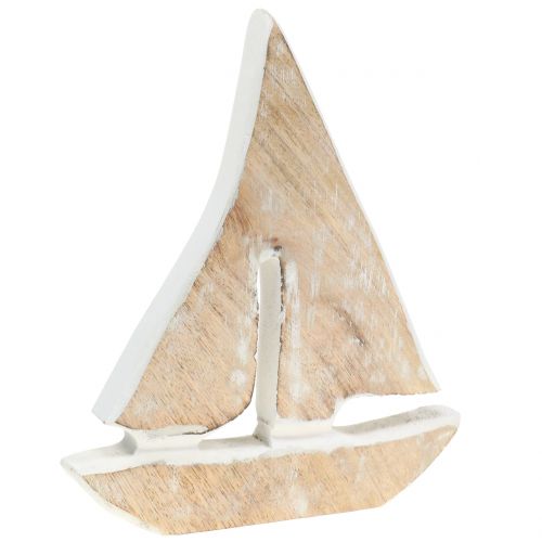 Floristik24 Deco Boat Mango Wood Natural, White 21cm x 18cm