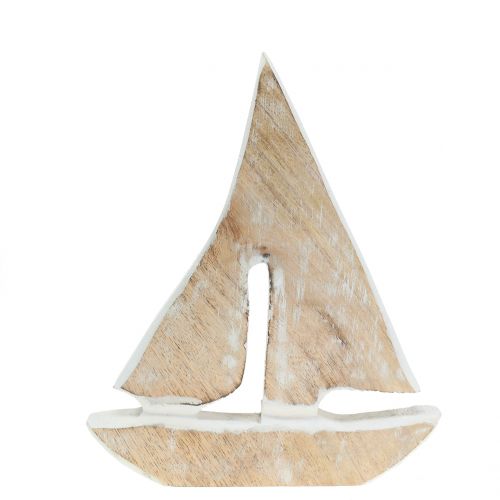 Floristik24 Deco Boat Mango Wood Natural, White 21cm x 18cm