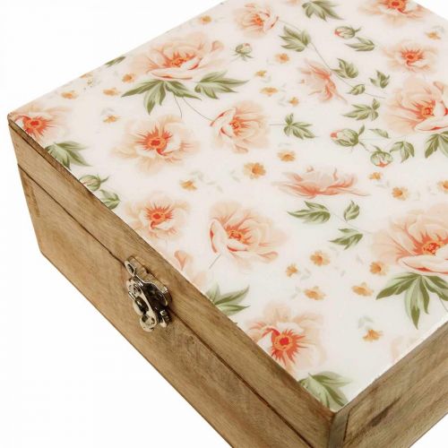 Floristik24 Drewniane pudełko z wieczkiem Pudełko na biżuterię Drewniane pudełko 20×20×9,5cm