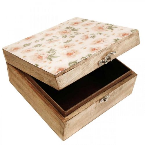 Floristik24 Drewniane pudełko z wieczkiem Pudełko na biżuterię Drewniane pudełko 20×20×9,5cm