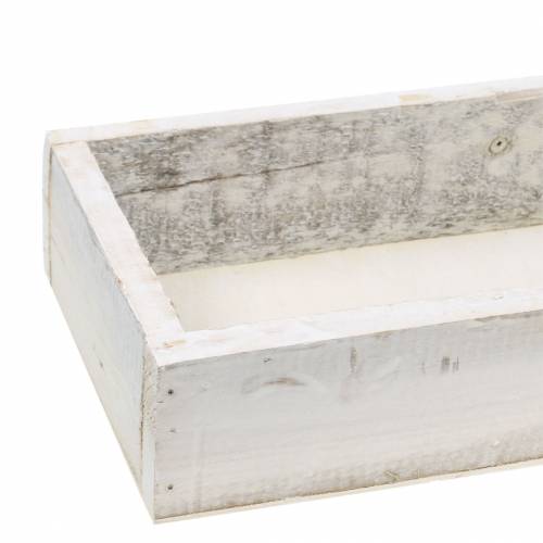 Floristik24 Drewniana taca Shabby Chic White prostokątna 37,5cm x 14,5cm H6,3cm