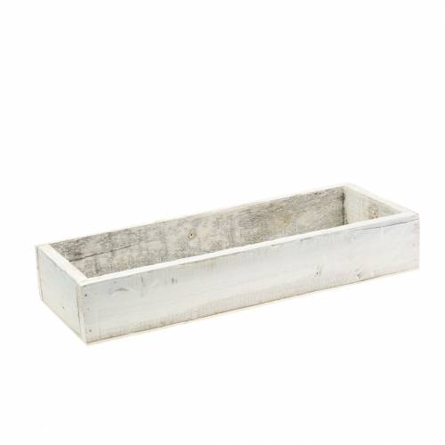 Floristik24 Drewniana taca Shabby Chic White prostokątna 37,5cm x 14,5cm H6,3cm