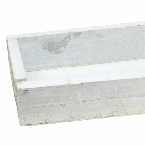 Floristik24 Taca drewniana myta na biało 55,5×15,5cm H7cm