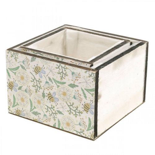Produkt Pudełka do sadzenia, dekoracja drewniana, ozdobna skrzynka z pszczołami, dekoracja wiosenna, shabby chic dł.15/12cm wys.10cm zestaw 2 szt.