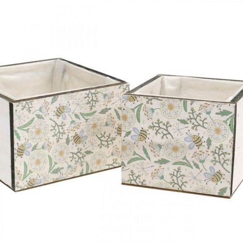Produkt Pudełka do sadzenia, dekoracja drewniana, ozdobna skrzynka z pszczołami, dekoracja wiosenna, shabby chic dł.15/12cm wys.10cm zestaw 2 szt.