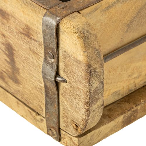 Produkt Drewniana dekoracja w kształcie cegły vintage, brązowa, rdzawa 31×14,5cm wys. 9cm