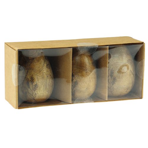 Produkt Drewniane jajka naturalne drewno mango Pisanki z drewna dekoracje kwiatowe H10cm 3 szt