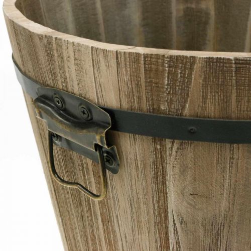 Floristik24 Drewniana sadzarka wiadro drewniana w stylu wiejskim z uchwytami Ø30cm