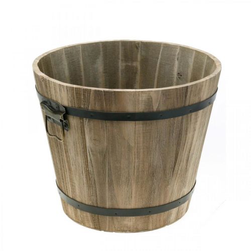 Floristik24 Drewniana sadzarka wiadro drewniana w stylu wiejskim z uchwytami Ø30cm