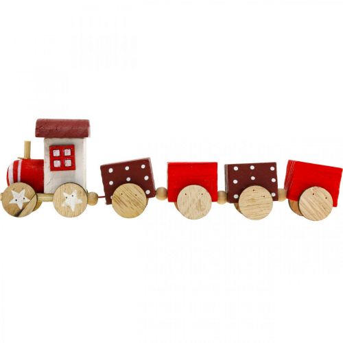 Produkt Drewniana Kolejka Dekoracja Świąteczna Pociąg Czerwony Dł. 20cm Wys. 6cm 2 szt
