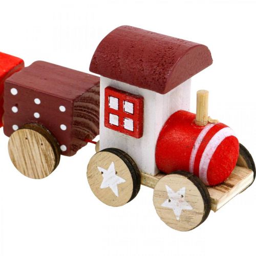 Produkt Drewniana Kolejka Dekoracja Świąteczna Pociąg Czerwony Dł. 20cm Wys. 6cm 2 szt