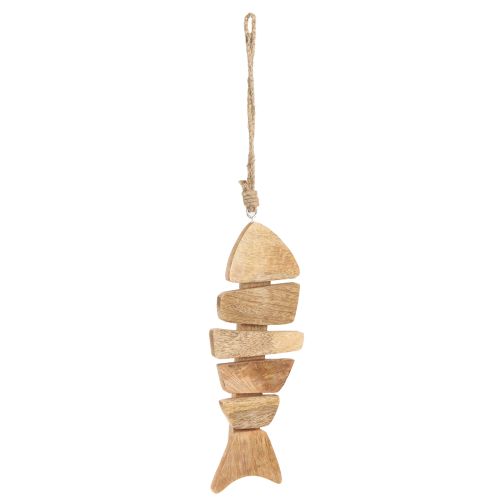 Produkt Drewniana rybka do zawieszenia z juty morskiej naturalnej o wymiarach 27cmx2cmx10cm