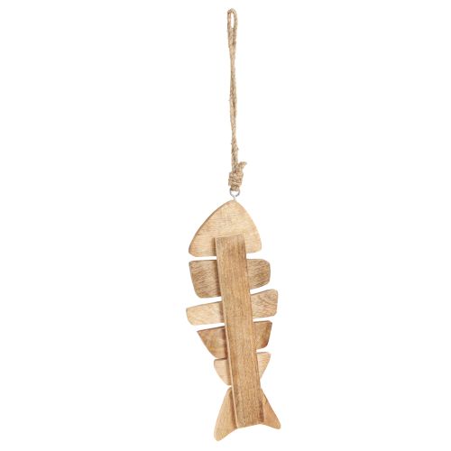 Produkt Drewniana rybka do zawieszenia z juty morskiej naturalnej o wymiarach 27cmx2cmx10cm