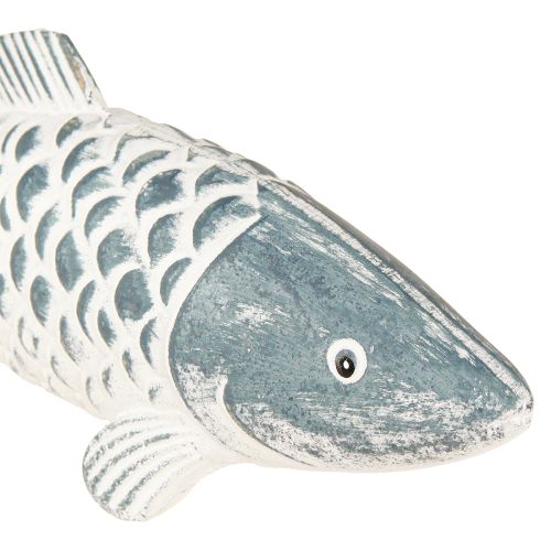 Produkt Drewniana Rybka w Niebieskim Białym Mączka Drzewna Dł. 23cm/35cm Zestaw 2 sztuk