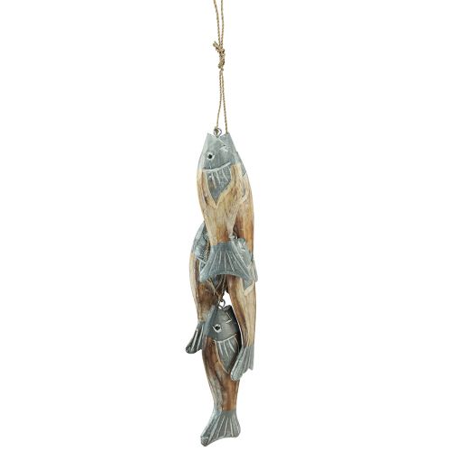 Produkt Drewniany wieszak na ryby srebrnoszary z 5 drewnianymi rybami 15cm