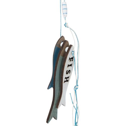 Drewniane wiszące ozdoby w kształcie ryb, niebieskie, 36 cm, 4 sztuki | Floristik24.pl