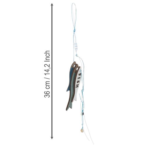 Drewniane wiszące ozdoby w kształcie ryb, niebieskie, 36 cm, 4 sztuki | Floristik24.pl