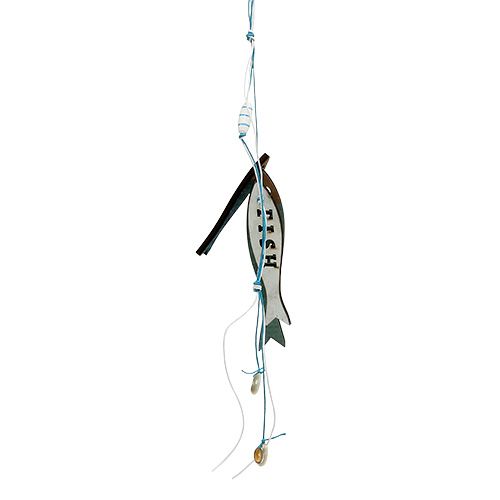 Floristik24 Wieszak drewniany rybka niebieski 36cm 4 szt