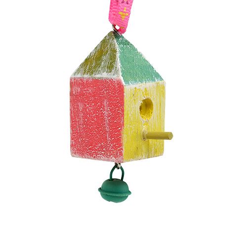 Drewniana zawieszka domek dla ptaków 7x3x3cm kolorowa 6szt. | Floristik24.pl