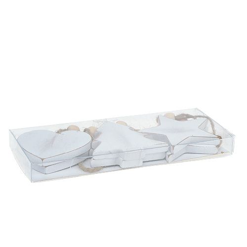 Produkt Drewniane wieszaki różne. Białe 5-6cm 6 sztuk