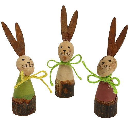 Floristik24 Królik drewniany różne 8cm 6szt.