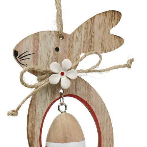 Floristik24 Drewniane zajączki wielkanocne do powieszenia z jajkami wielkanocnymi 12cm - 14,5cm 4szt