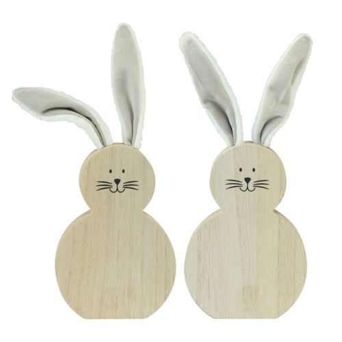 Produkt Króliczek drewniany z ruchomymi uszami brązowy biały 11,5×27cm 2 szt