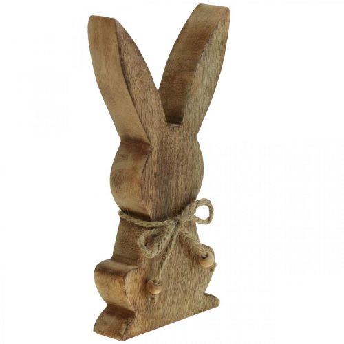 Produkt Drewniany króliczek siedzący, drewno mango, dekoracja wielkanocna naturalne kolory wys. 18,5 cm