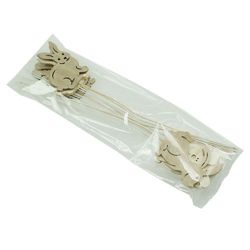 Floristik24 Drewniane króliczki z drutem naturalnym. 6cmx8cm dł.31cm 18 sztuk